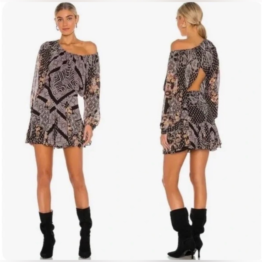 Free People Seven Wonders Mini Open Back Off The Shoulder Dress Fall M - Picture 3 of 8